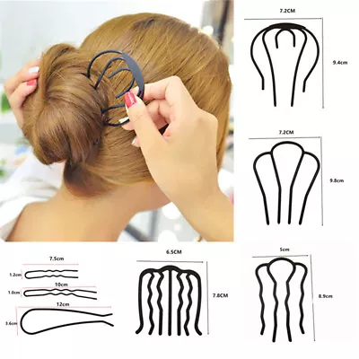 Women Hair Insert Comb Messy Bun Hair Pin Metal Wave Shape Hair Fork For Par  ZY • £2.66