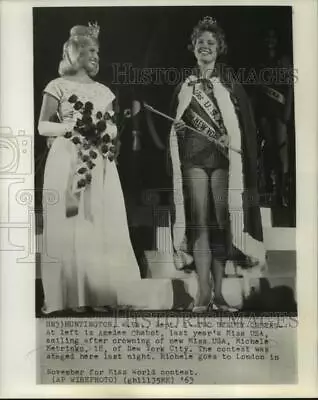 1963 Press Photo W. Va-Miss USA Michele Metrinko & Former Miss USA Amelee Chabot • $19.99