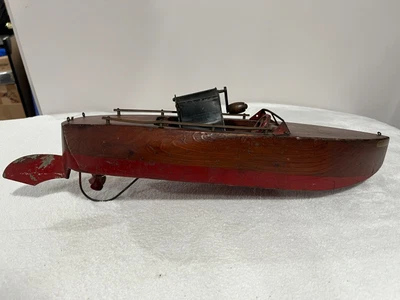 $296 • Buy VINTAGE Jacrim MFG Seaworthy Pond Boat Model #65 - Flying Yankee Wind Up Working