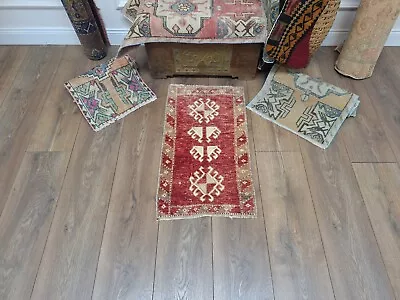 Wool Rug Handmade Rug Front Door Rug Turkish Rug Vintage Rug Small Area Rug • $75