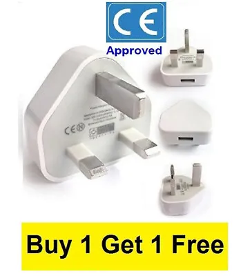 UK 3 Pin Mains Wall USB Charging Plug Wall Charger Adapter Fits IPhone Samsung • $13.79