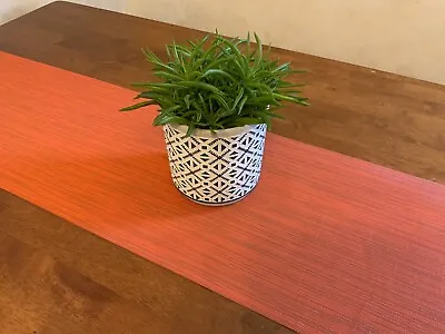 Table Top Runner Orange Woven Vinyl Indoor Outdoor Stain Resistant  12’’ X 52’’ • $14