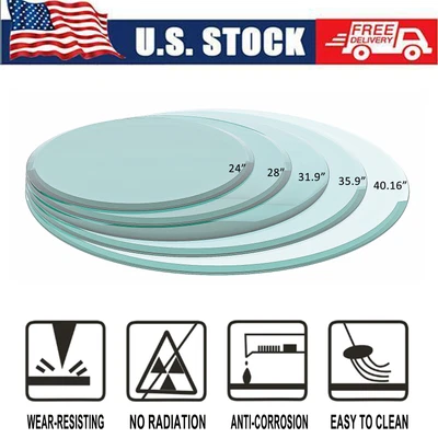 $211.39 • Buy Round Tempered Glass Table Top 1/4'' 1/2'' 3/8  Thick Flat Beveled Polished Edge