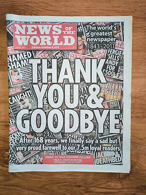 News Of The World Newspaper 10th July 2011 Last Ever Edition Complete Undamaged • £14.99