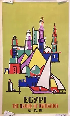 Original Vintage Travel Poster Egypt The Cradle Of Civilisation 1959 Art Deco • $300