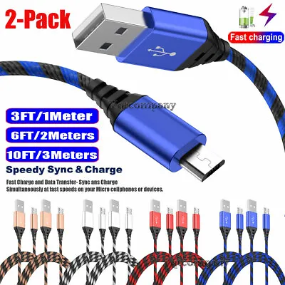 2-Pack LOT Micro USB Cable Fast Charge Data Sync Charger Cord Samsung Android LG • $8.99