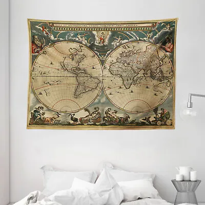 $32.99 • Buy Vintage Tapestry Old Map Ancient World Print Wall Hanging Decor 80Wx60L Inches