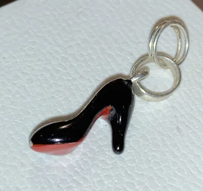 Authentic Links Of London Black Enamelled High Heel Shoe Charm Hallmarked Red • £10