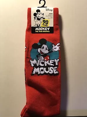 Disney Mickey 90 Years Red Socks Mens Size 10-13 Crew 1 Pair NEW • $8.99