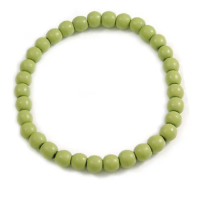 15mm/Unisex/Men/Women Lime Green Round Bead Wood Flex Necklace - 44cm L • £14.90