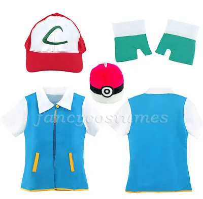 £23.98 • Buy Kids Pokemon Ash Ketchum Fancy Dress Costume Children Pokemon Costume Set