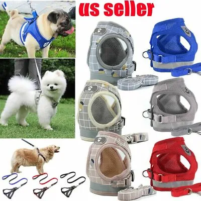 Pet Small Dog Puppy Harness And Leash Set Breathable Mesh Vest Chest Strap XS-XL • $8.08