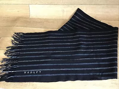 RADLEY STRIPED SCARF Lamswool/Cashmere Black & Grey Colours UNISEX • £11.95