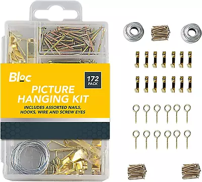 172pk Picture Hanging Kit Set Hooks Nails Wire Photo Frame Mirror Wall Art • £3.25
