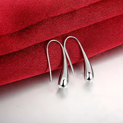 $8.99 • Buy Women's 925 Sterling Silver Elegant 1  Teardrop Threader Vogue Hook Earrings 