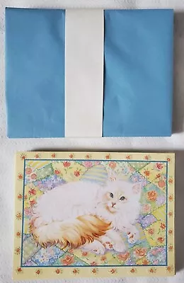 Lot Of 10 Floral Cozy Cat Embossed Note Cards With Envelopes From Current • $11.20