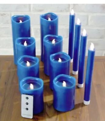 NIB Home Reflections 12pc Ultimate Flameless Candle Set CLASSIC BLUE  W/REMOTE • $49.49