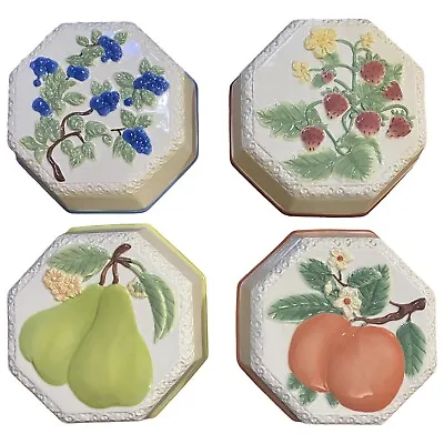 4 Vintage Avon Sweet Country Harvest Ceramic Fruit Kitchen Octagon Plaques • $29.98