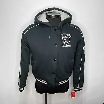 Oakland Raiders 3x Super Bowl Champions Jacket Sewn Logos Womens Large • $100