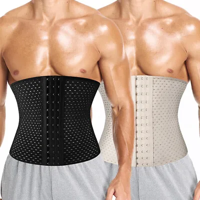 Men Waist Trainer Body Shaper Tummy Control Belt Belly Fat Burner Corset Slimmer • £7.79