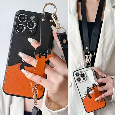 For Xiaomi Redmi +Crossbody Wrist Strap Holder Phone Case Cover Cute Cartoon Cat • $6.40