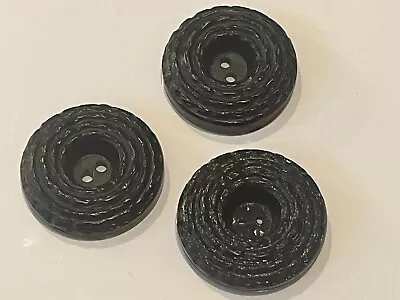 Vintage Large 1-1/2” Black Celluloid Buttons Sewing Antique Old Lot Of 3 • $8