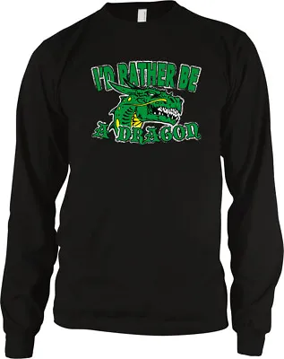 I'd Rather Be A Dragon Green Flying Breathing Fire Fantasy Movie Men's Thermal • $13.27