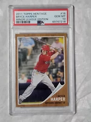 Bryce Harper RC PSA GEM MINT 10 2011 Topps Heritage PHILLIES LIVING LEGEND READ! • $199.99