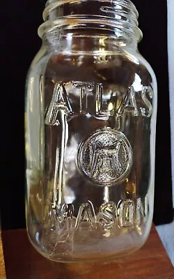 My Estate Sale!  2 Vintage ATLAS MASON Quart  Jars Round Textured HA Logo • $9.50