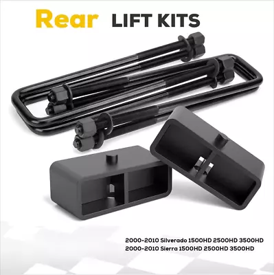 2  Rear Leveling Lift Block Kit + U Bolt For 00-10 Chevrolet Silverado 2500HD • $67.99