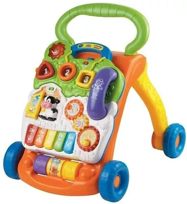 VTech Baby Push Walker Sit-to-Stand Toddler Interactive Learning Toy Orange • $39.99