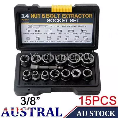 15Pack Damaged Impact Bolt Nut Screw Remover Tool Socket Threading Extractor Set • $34.99