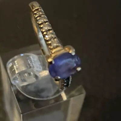 9ct Gold Cabochon Tanzanite And Diamond Ring • £185