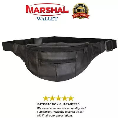 New Black Leather Waist Fanny Pack Travel Belt Bag Hip Travel Pouch 40  Waist • $12.99