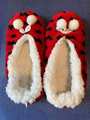 Fuzzy Women's Red Fleece Dog Slipper Socks Shoe Size L/XL 9-10 Soft Non-Slip • $6.99