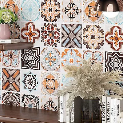 Peel And Stick Wallpaper Tile Moroccan Tile Cover Up Stickers PVC Contact Pa... • $20.76
