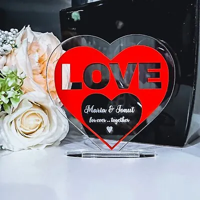 3D Personalised’LOVE’Birthday Gift Heart Valentine’s Day-Freestanding Keepsake • £9.99