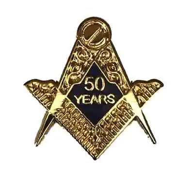 Masonic 50 Years A Mason Enamel Lapel Pin Badge With Gift Pouch • £6.75