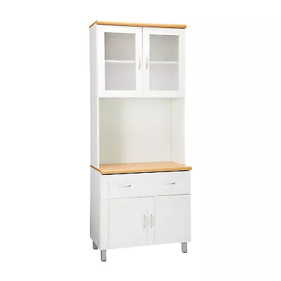 Hodedah HIK92 Kitchen China Cabinet With Transparent Doors And 4 Shelves White • $339.99