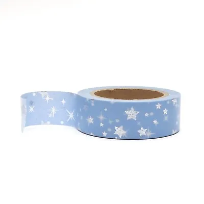 $5.50 • Buy Washi Tape Blue Silver Stars Metallic Foil Galaxy Cosmos Celestial 10m