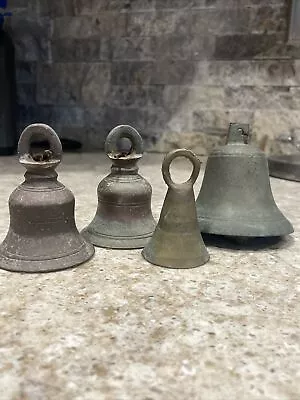 Vintage Lot Of 4 Brass Bells. Various Sizes • $20