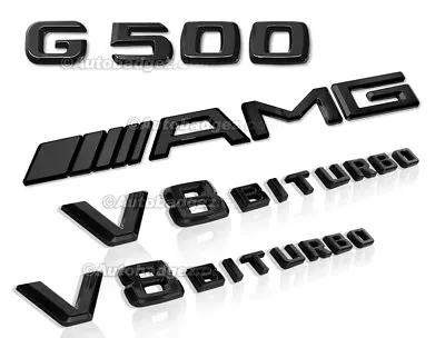 4pcs NEW G500 AMG V8 Biturbo Gloss Black Badge Emblem Fits Mercedes Benz G 500 • $27.54