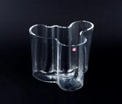 Alvar Aalto Iittala Finland  Savoy  Vase In Clear Glass. Late 20th Century. • $250