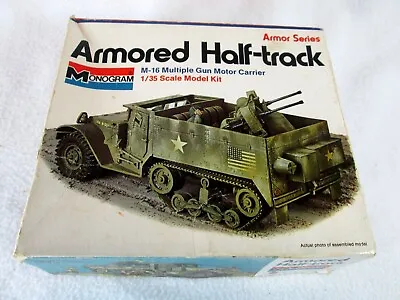 Vintage 1972 Monogram Armored Half-Track Plastic Model Kit 8215  • $48.99