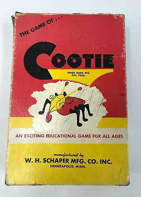 Vintage THE GAME Of COOTIE 1949 W. H. Schaper Co. COMPLETE HAS ALL PIECES  G • $22