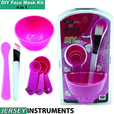 BEADEN®4 In 1 DIY Beauty Facial Face Mask Kit Mixing Bowl Brush Stick Spoon Pink • $7.99