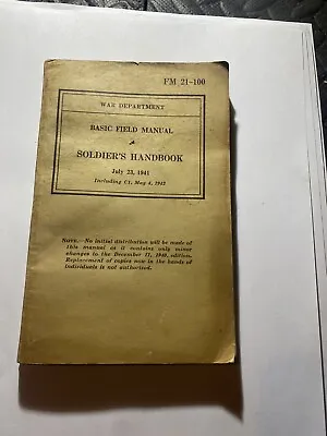 Army  WWll WW2 Basic Field Book Soldiers Handbook July 23  1941 • $49.50