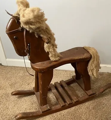 Vintage Wooden Rocking Horse 30 Kid Full Size • $125