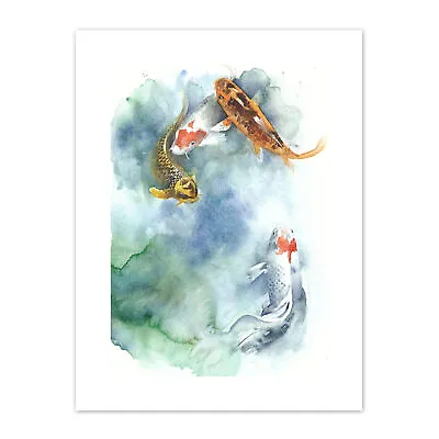 Japanese Koi Fish Pond  Print Canvas Premium Wall Decor Poster • £13.99