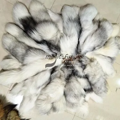 10pcs 16 -18  Real Marble Fox Tail Cross Fur Tail Keychain Bag Pendant Cosplay • $30
